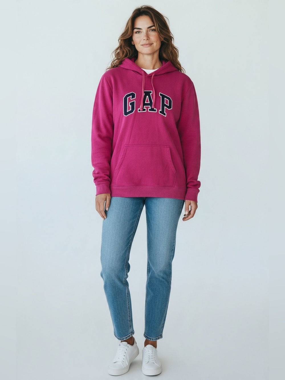 GAP Women's Bright Fuchsia Pullover Hoodie with Logo